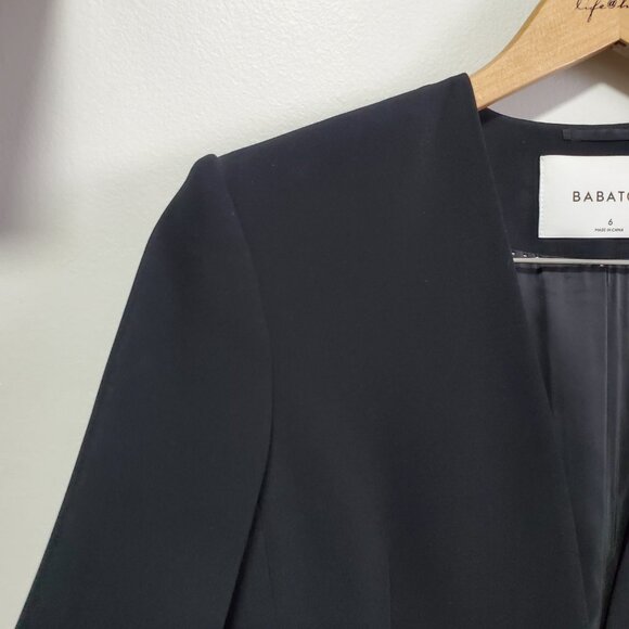 BABATON Rockwell Blazer Single Button Collarless Fitted Evening Black Women's 6 - Picture 4 of 13